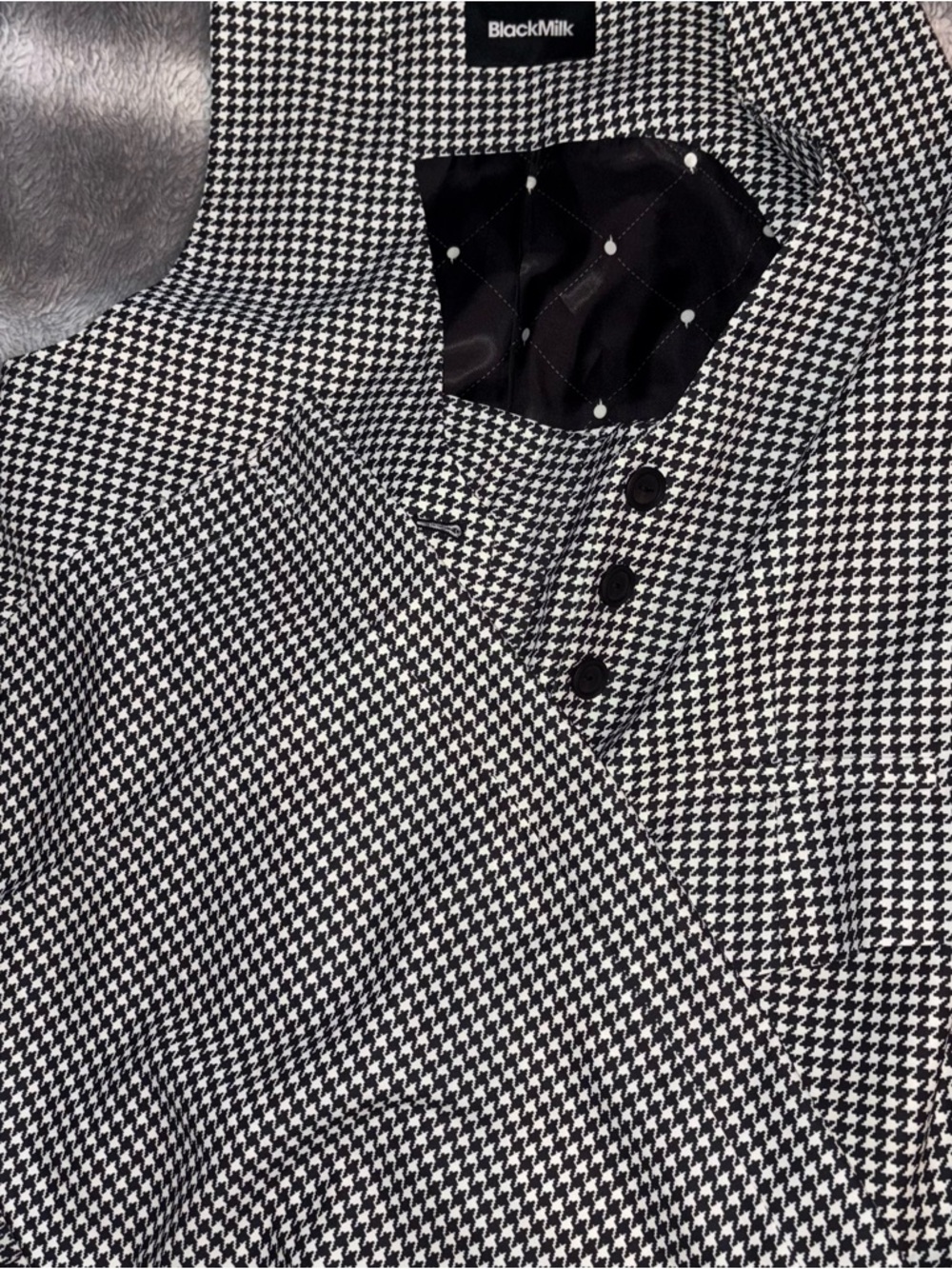BlackMilk Houndstooth Vest and Wide Leg Pants - Black & White